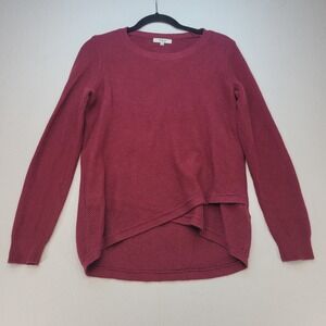 Madewell Sweater Womens Small Burgundy Tulip Hem Waffle Knit E3445